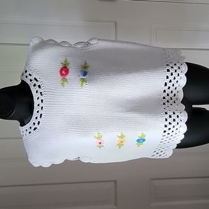 Womens Crochet knitted cottagecore Floral Detail Sleeveless vest sz M